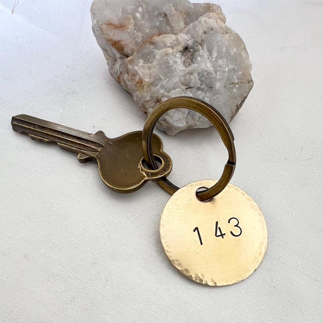 143 Keychain Anniversary Gift I Love You Key Tag Gift For Lover Brass Key Tag Hand Stamped, Valentines Gift MakerPlace by Michaels